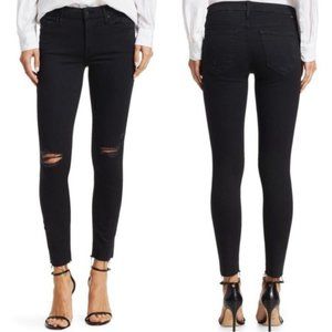 MOTHER The Looker Black Ankle Fray Skinny Jean 28